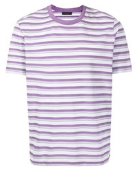 Мужская светло-фиолетовая футболка с круглым вырезом в горизонтальную полоску от D'urban