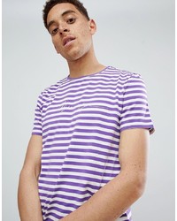 Мужская светло-фиолетовая футболка с круглым вырезом в горизонтальную полоску от Mennace