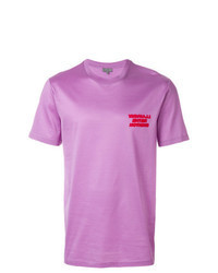 Светло-фиолетовая футболка с круглым вырезом с вышивкой