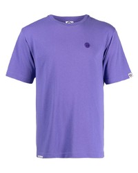 Мужская светло-фиолетовая футболка с круглым вырезом с вышивкой от AAPE BY A BATHING APE