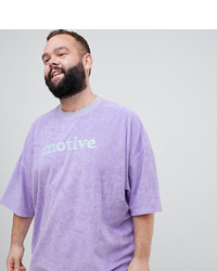 Мужская светло-фиолетовая футболка с круглым вырезом с вышивкой от ASOS DESIGN