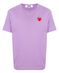 Мужская светло-фиолетовая футболка с круглым вырезом с вышивкой от Comme Des Garcons Play
