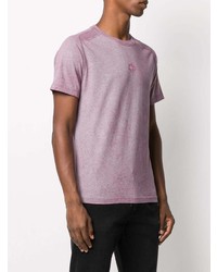 Мужская светло-фиолетовая футболка с круглым вырезом с вышивкой от Stone Island