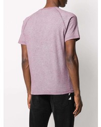 Мужская светло-фиолетовая футболка с круглым вырезом с вышивкой от Stone Island
