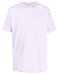 Мужская светло-фиолетовая футболка с круглым вырезом с вышивкой от Marcelo Burlon County of Milan