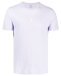Мужская светло-фиолетовая футболка с круглым вырезом с вышивкой от Polo Ralph Lauren