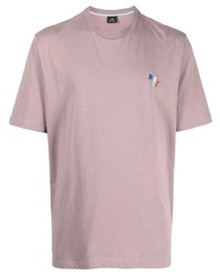 Мужская светло-фиолетовая футболка с круглым вырезом с вышивкой от PS Paul Smith