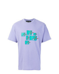 Светло-фиолетовая футболка с круглым вырезом с принтом