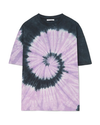 Светло-фиолетовая футболка с круглым вырезом с принтом тай-дай
