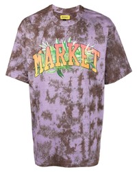 Мужская светло-фиолетовая футболка с круглым вырезом с принтом тай-дай от MARKET