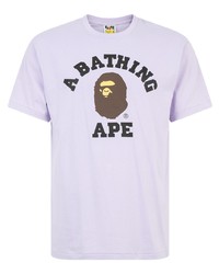 Мужская светло-фиолетовая футболка с круглым вырезом с принтом от A Bathing Ape