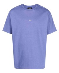 Мужская светло-фиолетовая футболка с круглым вырезом с принтом от A.P.C.