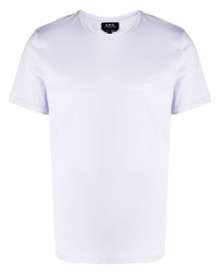 Мужская светло-фиолетовая футболка с круглым вырезом с принтом от A.P.C.