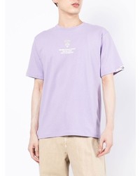Мужская светло-фиолетовая футболка с круглым вырезом с принтом от AAPE BY A BATHING APE