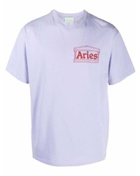 Мужская светло-фиолетовая футболка с круглым вырезом с принтом от Aries