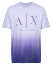 Мужская светло-фиолетовая футболка с круглым вырезом с принтом от Armani Exchange
