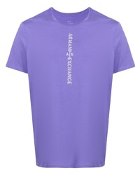 Мужская светло-фиолетовая футболка с круглым вырезом с принтом от Armani Exchange