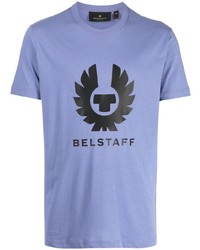 Мужская светло-фиолетовая футболка с круглым вырезом с принтом от Belstaff