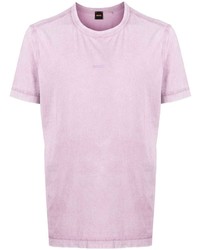 Мужская светло-фиолетовая футболка с круглым вырезом с принтом от BOSS