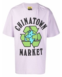Мужская светло-фиолетовая футболка с круглым вырезом с принтом от Chinatown Market
