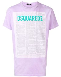 Мужская светло-фиолетовая футболка с круглым вырезом с принтом от DSQUARED2
