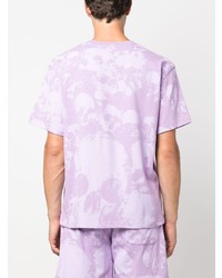 Мужская светло-фиолетовая футболка с круглым вырезом с принтом от Pleasures
