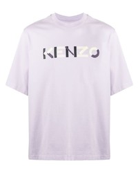 Мужская светло-фиолетовая футболка с круглым вырезом с принтом от Kenzo
