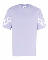Мужская светло-фиолетовая футболка с круглым вырезом с принтом от Kenzo