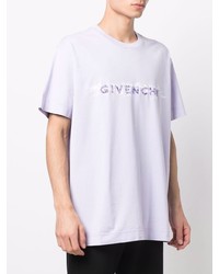 Мужская светло-фиолетовая футболка с круглым вырезом с принтом от Givenchy