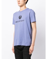 Мужская светло-фиолетовая футболка с круглым вырезом с принтом от Belstaff