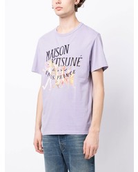 Мужская светло-фиолетовая футболка с круглым вырезом с принтом от MAISON KITSUNÉ