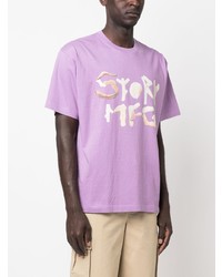 Мужская светло-фиолетовая футболка с круглым вырезом с принтом от Story Mfg.
