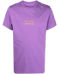 Мужская светло-фиолетовая футболка с круглым вырезом с принтом от Maharishi