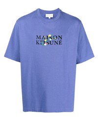 Мужская светло-фиолетовая футболка с круглым вырезом с принтом от MAISON KITSUNÉ