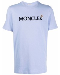 Мужская светло-фиолетовая футболка с круглым вырезом с принтом от Moncler