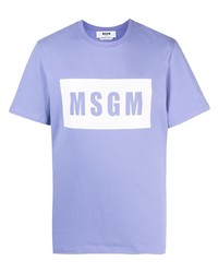 Мужская светло-фиолетовая футболка с круглым вырезом с принтом от MSGM