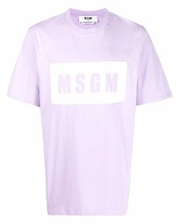 Мужская светло-фиолетовая футболка с круглым вырезом с принтом от MSGM