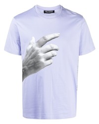 Мужская светло-фиолетовая футболка с круглым вырезом с принтом от Neil Barrett
