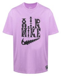 Мужская светло-фиолетовая футболка с круглым вырезом с принтом от Nike