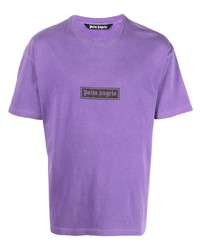 Мужская светло-фиолетовая футболка с круглым вырезом с принтом от Palm Angels