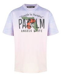 Мужская светло-фиолетовая футболка с круглым вырезом с принтом от Palm Angels