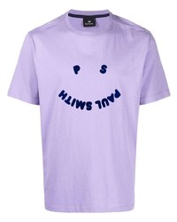 Мужская светло-фиолетовая футболка с круглым вырезом с принтом от PS Paul Smith