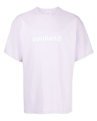 Мужская светло-фиолетовая футболка с круглым вырезом с принтом от Soulland