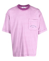 Мужская светло-фиолетовая футболка с круглым вырезом с принтом от Stone Island