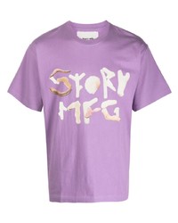 Мужская светло-фиолетовая футболка с круглым вырезом с принтом от Story Mfg.