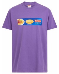 Мужская светло-фиолетовая футболка с круглым вырезом с принтом от Supreme