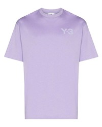 Мужская светло-фиолетовая футболка с круглым вырезом с принтом от Y-3