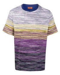 Светло-фиолетовая футболка с круглым вырезом с узором зигзаг