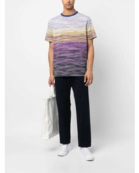 Мужская светло-фиолетовая футболка с круглым вырезом с узором зигзаг от Missoni