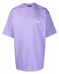 Мужская светло-фиолетовая футболка с круглым вырезом от Balenciaga